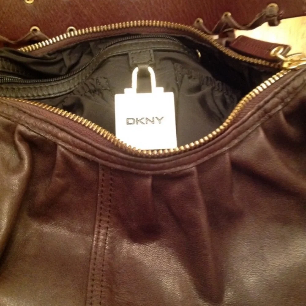 Damaged - DKNY Brown Leather Hobo Bag